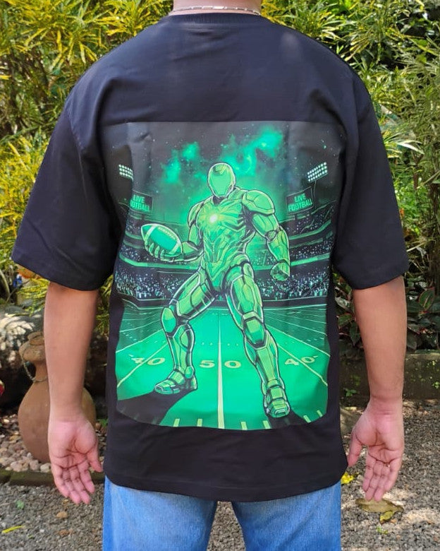 Cyber Grid Football Unisex Oversized Graphic T-Shirt